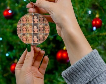 Celebrity Mugshot Ornament, Handmade Ornament, Funny Christmas Gift, White Elephant