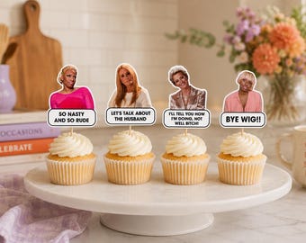 Real Housewives Cupcake Toppers | Reality TV Party Decorations, Watch Party, Bachelorette, Girls Night