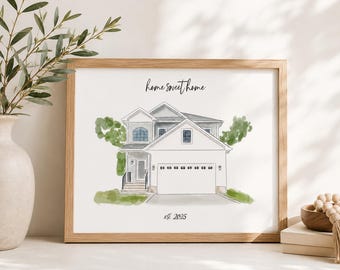 8x10 Personalized New Home Gift | Custom Watercolor House Portrait from Photo | Housewarming Gift | First Home Gift | Realtor Closing Gift