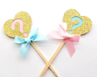 Gender Reveal Cupcake Toppers, Boy or Girl Toppers, What will it be?, Qty 12