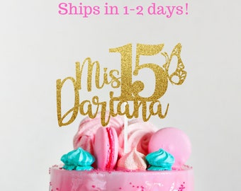 Butterfly Mis Quince Cake Topper, Quinceañera Cake Topper, Personalized Mis Quince Cake Topper, 15th Birthday Topper