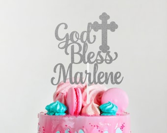 God Bless cake topper, Baptism Cake Topper, Communion Cake Topper, Confirmation Cake Topper, bautizo decorations, Personalized Baptism