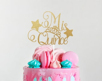 Custom Quinceañera Cake Topper, Mis Quince Cake Topper, Personalized Mis Quince Cake Topper, 15th Birthday Topper