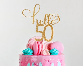 Set Decorazioni Per Torta 50° Compleanno – Topper Con Scritta Happy 50th, Stelle E Cuori Oro, Palloncini In Lattice (26 Pezzi)