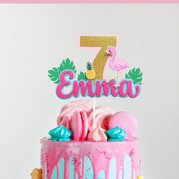 Flamingo Cake Topper, Let's flamingo theme, Customized, Personalized Cake Topper