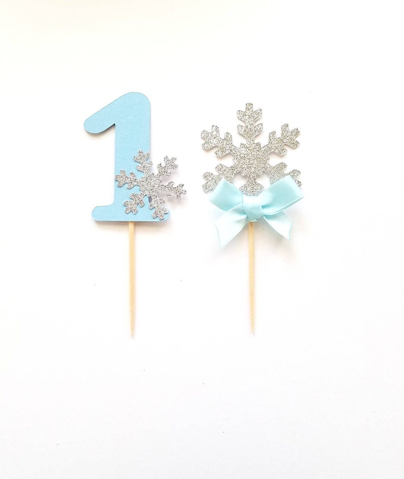 Snowflake One Cake Topper & Cupcake Toppers - Winter Onederland 1st Birthday