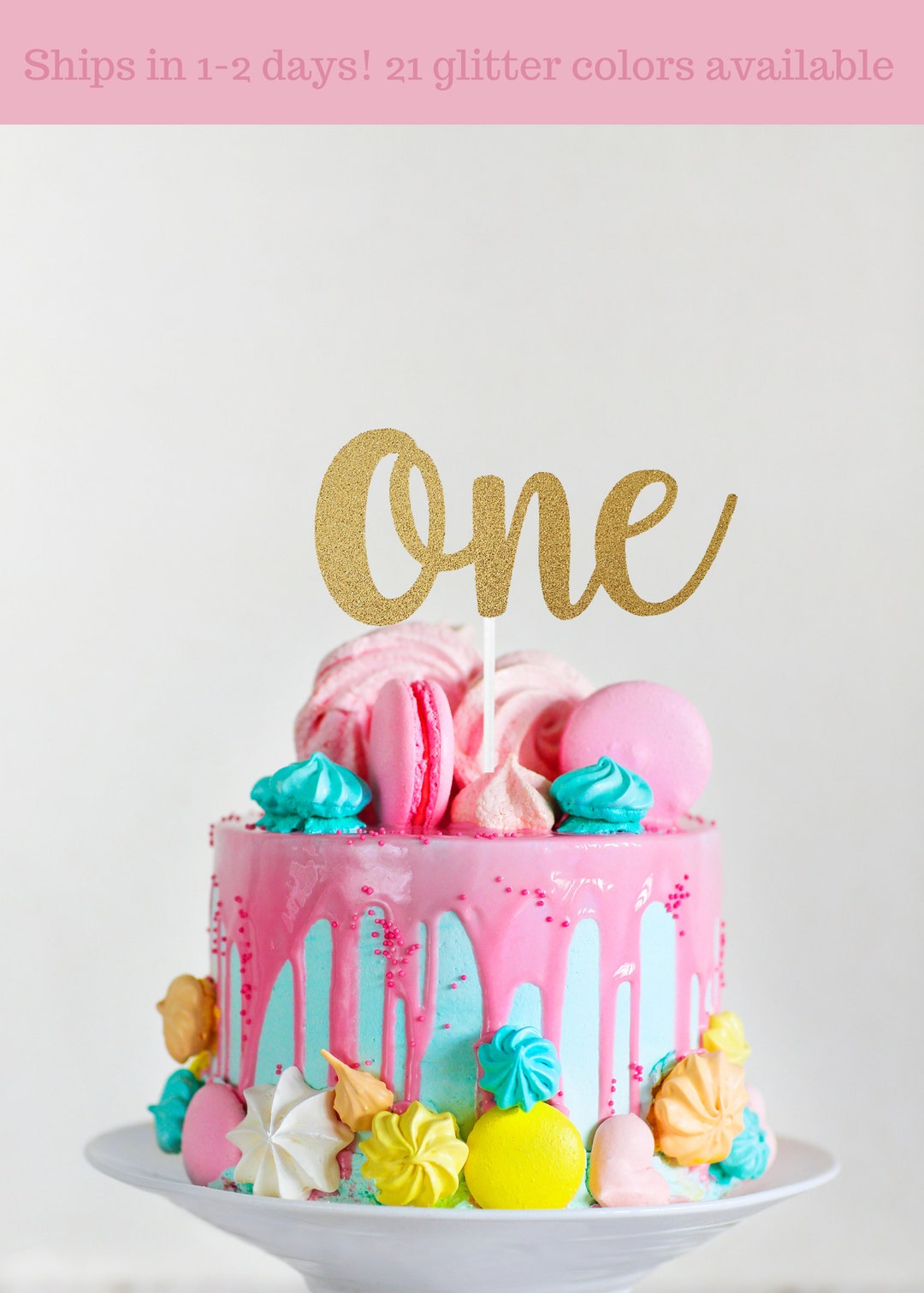 One Cake Topper, First Birthday Cake Topper, One Smash Cake, Glitter ...