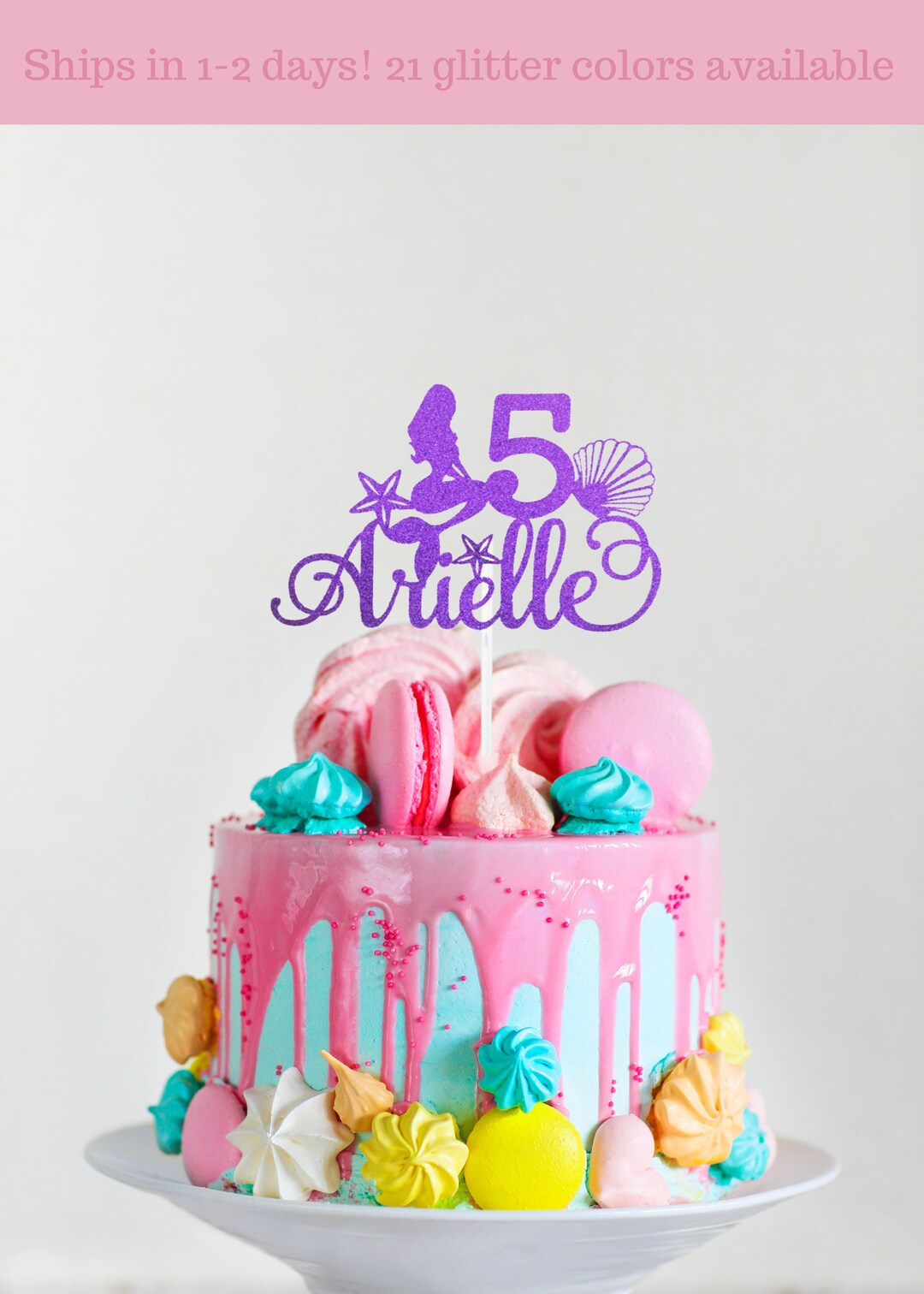 Mermaid Cake Topper, Under the Sea Party, Glitter Custom Cake Topper - Etsy