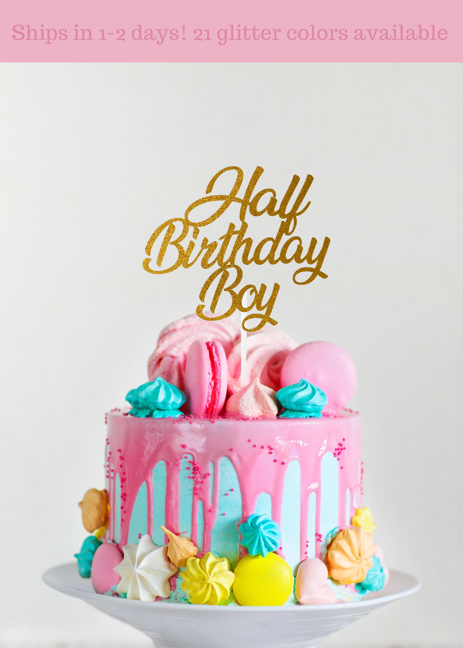 Half Birthday Boy Cake Topper 6 Months Cake Topper Half Etsy