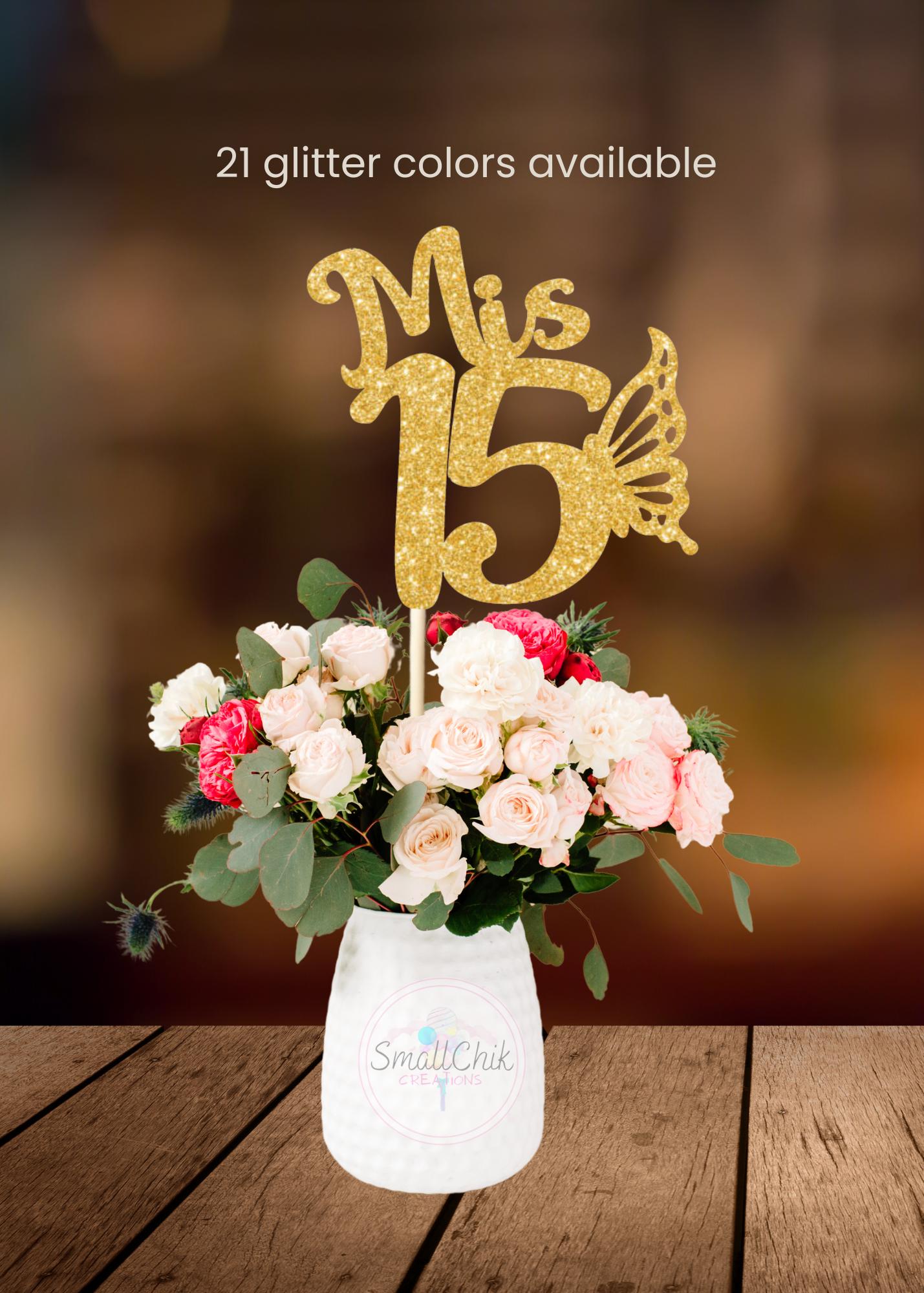 Mis Quince Años Centerpiece, Mis Quince Picks, Quinceañera Decor, Personalized Mis Quince Centerpiece, Fifteen centerpiece sticks, Butterfly