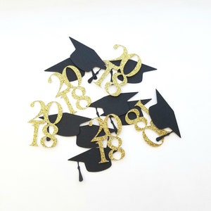 Graduation Confetti 2021, Graduation Party Decoration, Black and Gold Grad Confetti, Grad table decoration, Qty80