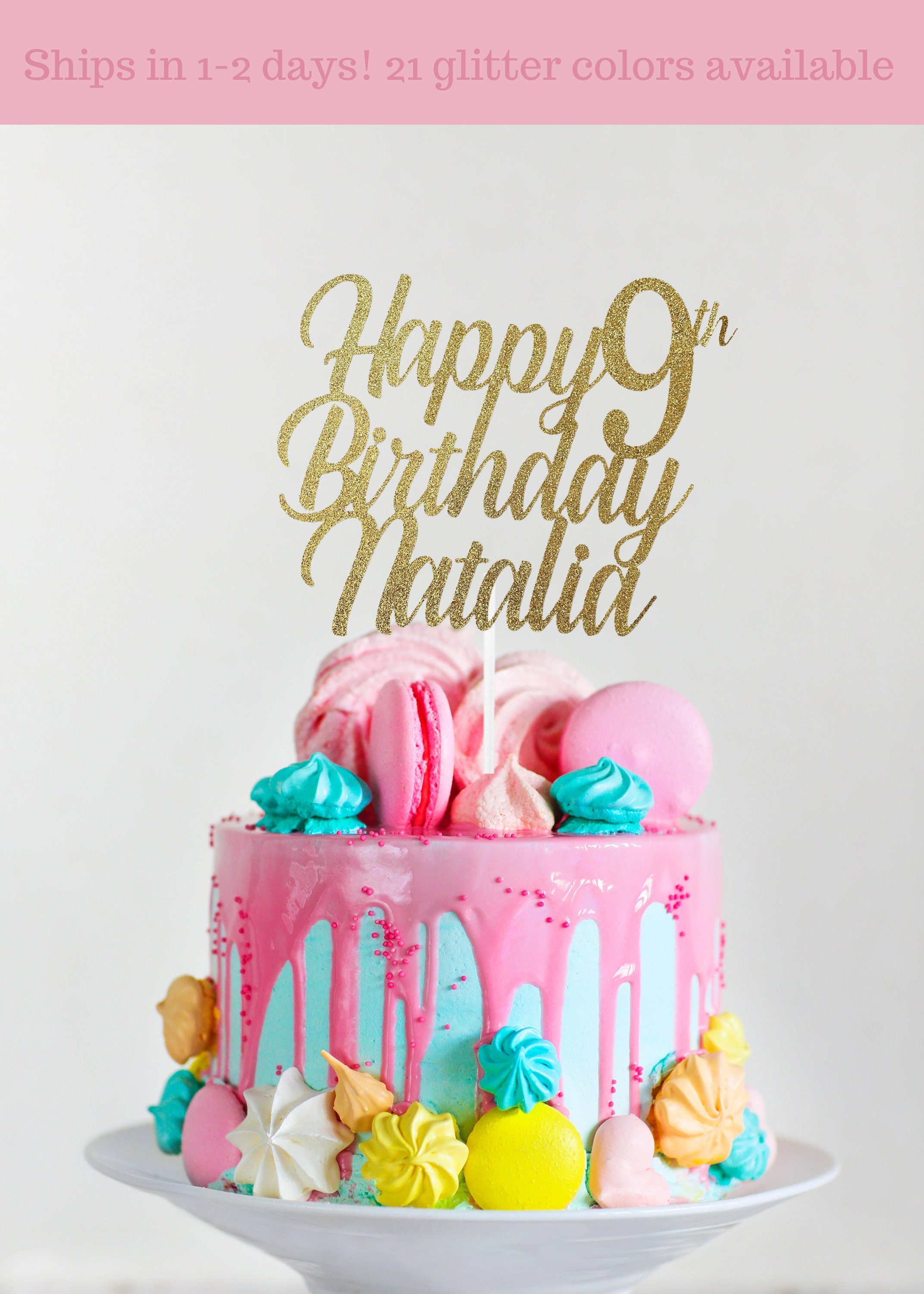 Custom Name Happy Birthday Cake Topper Birthday Cake Topper - Etsy