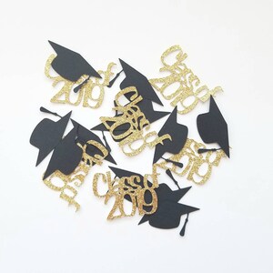 Graduation Confetti 2023, Graduation Party Decoration, Black and Gold Grad Confetti, Class of 2023 Confetti Qty80