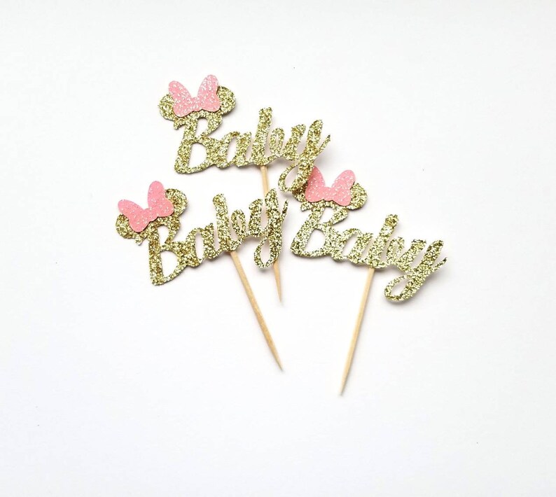 Minnie Mouse Cupcake Toppers Minnie Baby shower theme Minnie Etsy