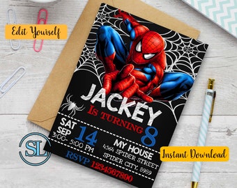 spiderman invitation etsy