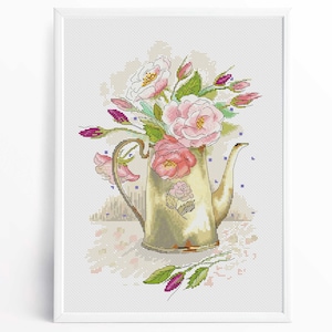 Flower Cross Stitch Pattern Roses Garden PDF Instant Download pdf flower cross stitch