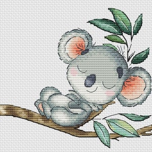 Koala Australia baby animal bear kids baby-born baby-shower cross stitch pattern watercolor nursery Instant download PDF