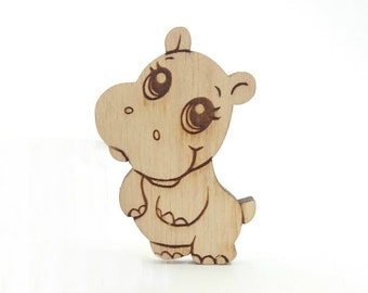 Hippo, Wood Animals Cutouts, Wood hippo, Animal Wood Shape, Wood Embellishment, Laser Cut Shapes, Wood Shapes, Wood Cutout, Laser Cut Wood