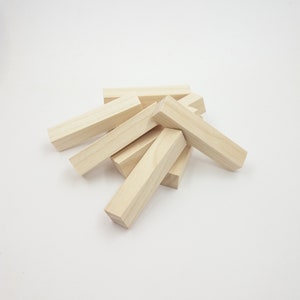 Set of 10 Wood Rectangles 76mm X 15mm X 15mm Thick, Raw Solid Wooden ...