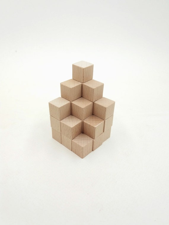 10 Wood Cubes 15mm Wooden Craft Blocks, Unfinished Natural Wood