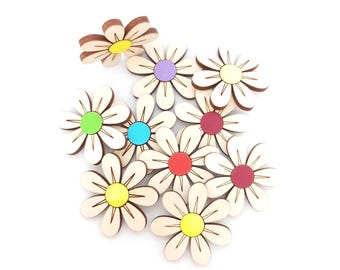 10 Wood Flower Decor, Wood Sunflower Shape, Daisy Cutout, Spring Flowers Decor, Wood Craft Shapes For DIY Projects, Blank Wood Shape