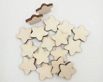 10 Holzsterne aus Sperrholz, Laser-cut, Bastelbedarf Holzsterne 2,5 cm, Holzsternform zum Basteln, Stern für Wohndekoration, Scrapbooking