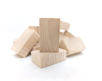 5 rectángulos de madera para manualidades, piezas rectangulares de madera maciza, forma rectangular sin terminar, piezas pequeñas de madera, baldosas de madera, suministros de madera Cruft