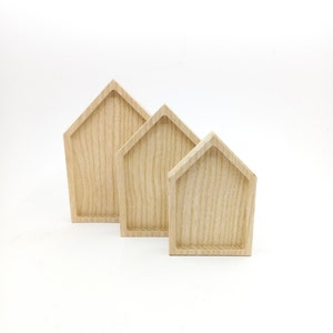 Wood House Craft Blanks, DIY House Decorations, Unfinished Wooden Houses, Wood House Shape, Crafting Supplies Sanded Ready to Finish