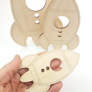 Wood Rocket Shape Size Options, Spaceship Shape Laser Cut, Rocket Wall Art, Space Theme Party Decor, Unfinished Blank Wood Shapes image 5