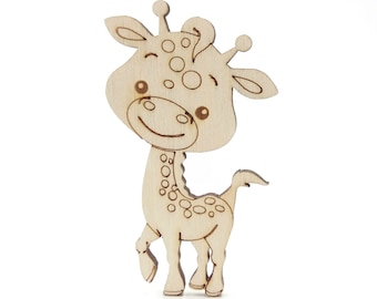 2 Wooden Giraffe Shape for Crafts and Decoration, Cute Giraffe Figurine, Wood Giraffe Party Decor, African Giraffe Decor, Party Supply Decor