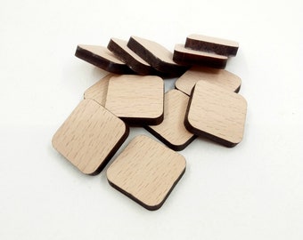 10 cuadrados de madera para manualidades de 22 mm, piezas cuadradas de madera, cuadrados de madera en blanco, pequeños cuadrados para manualidades, decoraciones de madera sin acabado para manualidades.