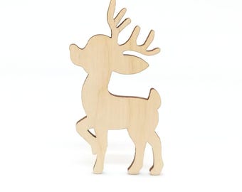 10 Reindeer, Wood Reindeer Shape, Unfinished Wooden Reindeer for DIY Craft, Unfinished Wood Animal, Kids Painting Deer, Wood Crafts