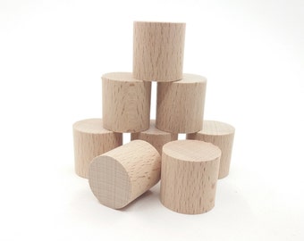 6 Wood Cylinder, Cylindrical Wood Knobs, Wooden Round Knob, Handcrafted Wood Cylinder Tube, Unfinished Natural Cylinder Wood Bead