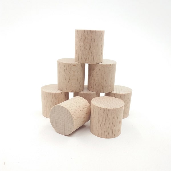 6 cylindres en bois, boutons cylindriques en bois, bouton rond en bois, tube cylindrique en bois fabriqué à la main, cylindre naturel brut en perles de bois
