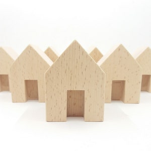 2 Unfertige Holzblockhäuser, Holzhaus Form, Holzblockhaus, Dekorative Häuser, Holzdorf, kleine Häuser, Kinderzimmer Dekor