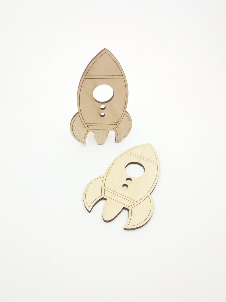 Wood Rocket Shape Size Options, Spaceship Shape Laser Cut, Rocket Wall Art, Space Theme Party Decor, Unfinished Blank Wood Shapes image 2
