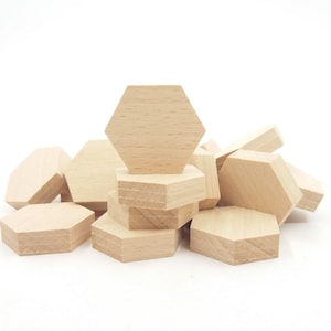 5 houten zeshoekige tegels, zeshoek natuurlijke houten ambachtelijke vorm, onvoltooide zeshoekige uitsparing geometrische vormen, houten ambacht, speelbord
