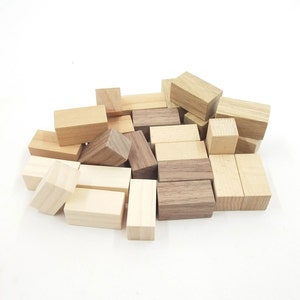 10 Block Solid Wood Rectangle, Natural Wood Blocks for Crafts, Crafting Blocks Sanded, Unfinished Wooden Blocks Unpainted, DIY Blank Blocks