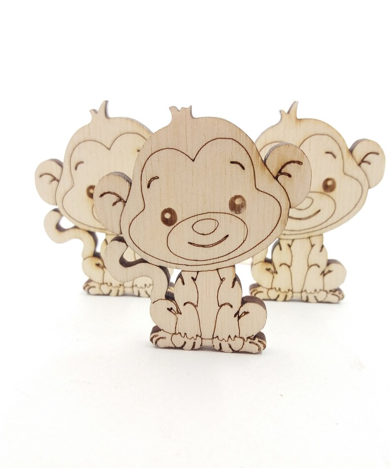 2 Monkey Wood Monkey Cut Out Shape Baby Monkey Wall - Etsy