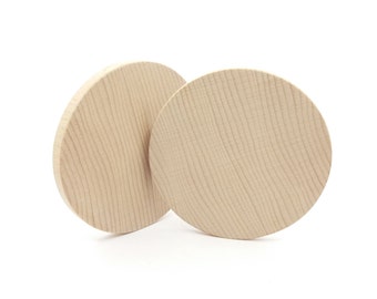 2 Unfinished Wooden Blank Circles 8.6 cm, Unpainted Wood Round Circle, Discs for Craft Supplies, DIY Craft Wood