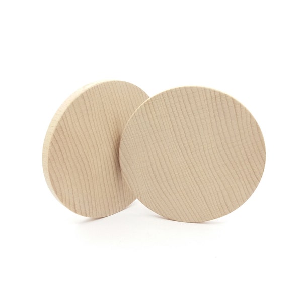 2 Unfinished Wooden Blank Circles 8.6 cm, Unpainted Wood Round Circle, Discs for Craft Supplies, DIY Craft Wood