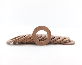 5pcs Flat Wood Circle Ring 33mm, Natural Wooden Ring for Necklace Earrings or Pendant Handmade, Craft Wooden Walnut Ring, Jewelry Making