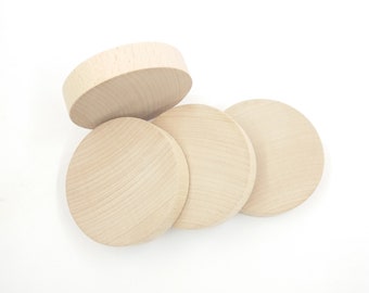 2 obehandlade träcirklar 7 cm diameter, cirkelämnen för träpyssel, obehandlade trärundor för pyssel och dekoration, runda utskärningar