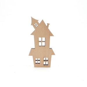 2 Holz Halloween Mini Haus, Halloween Holztablett Dekor, Spukhaus Holzdekor, Halloween Dekor unbemalt Haus, Holz Halloween Rohlinge