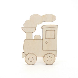 Forma de tren de madera para decoración de fiestas, tren de madera para manualidades y decoración
