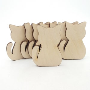 10 Cat Wood Animal Shapes, Cats for Crafts, Wood Cut Shapes, Unfinished Wood Animals Laser Cut, Wood Cutout Shapes, Wooden Shape, Wood Decor