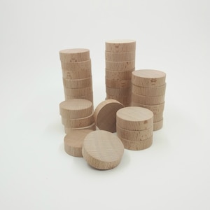 5 Craft Unfinished Wooden Circle 1.45&#39;&#39;, Wood Circle Craft Supply Shape, Solid Wood Circle Cutout, Wooden Circle Blanks, Wood Disc Rounds