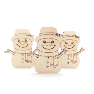2 Wood Snowman Shape, Wooden Snowman Christmas Craft, Winter Snowman Decoration, Wood Christmas Blank, Winter Craft