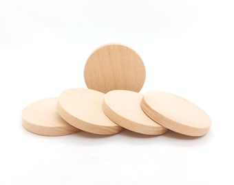2 träskivor 60 mm i diameter, obehandlad trärund cirkelform, gör-det-själv-pysselämne, utskuren träcirkel, trärundor, pysselmaterial