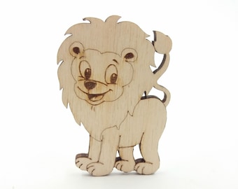 2 Wood Lion Cutout, Wooden Lion Shape Laser Cut, Wood Animals Cutouts, Animal Wood Shapes, Jungle Animal Unfinished Wood Cutout Craft Supply